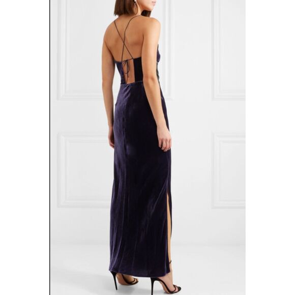 GREY JASON WU Velvet Open Back Maxi Dress NWOT Sz 4 - Picture 2 of 7